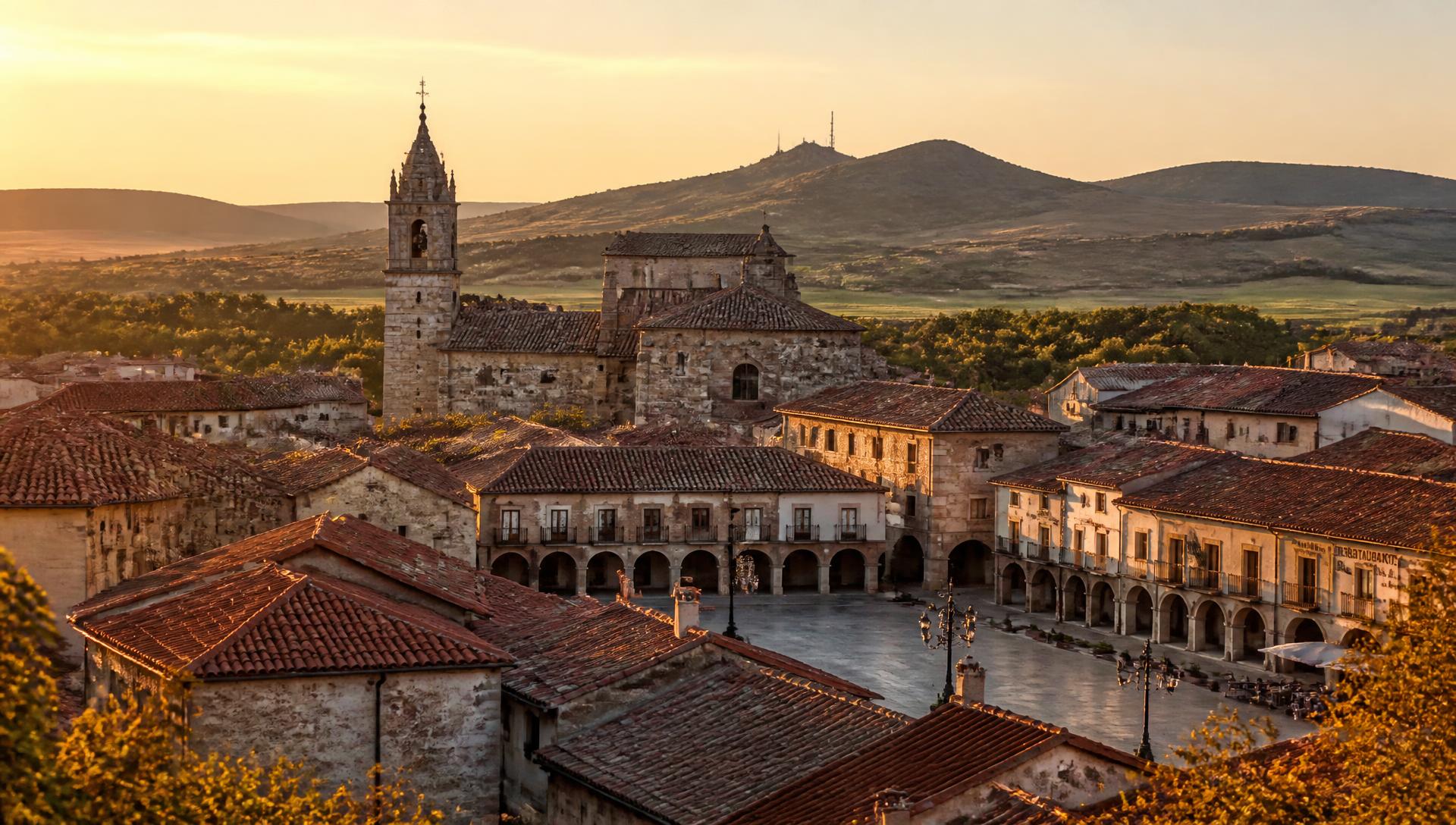 Vista panorámica de Belorado, Burgos, al atardecer